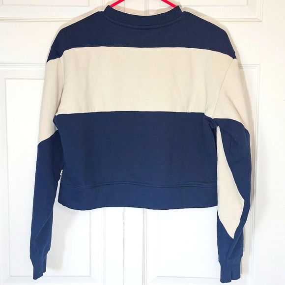 Vans Women Academy Cropped Colorblock Sweatshirt Medium Blue Cream Street Skater - Picture 8 of 8